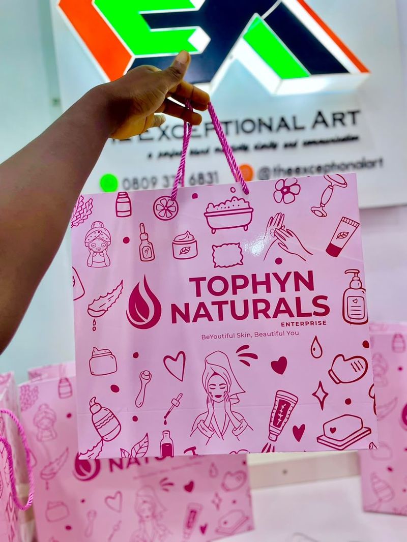 Custom branded paper bag for Tophyn Naturals